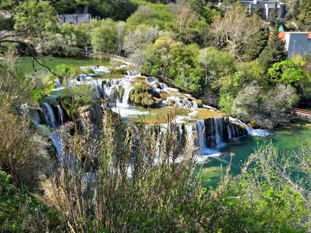 Wide waterfall panorama in Krka National Park, Croatia
