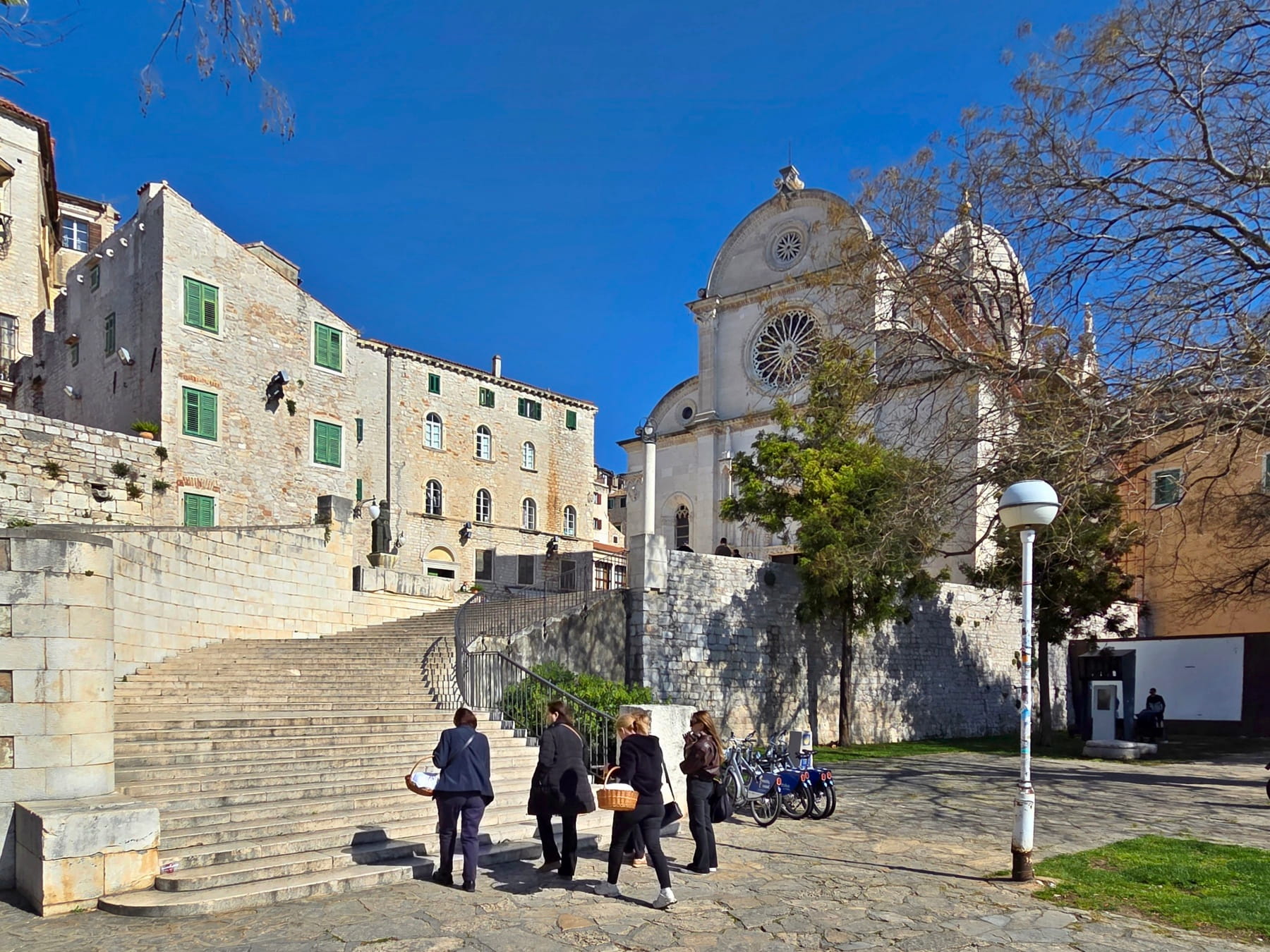 Steps leading to St. James Cathedral in Šibenik old town, Croatia
