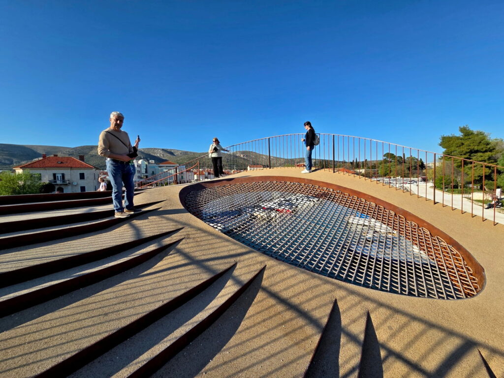 Modern pedestrian bridge near Trogir waterfront, Croatia