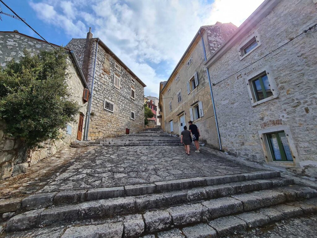 Stone street and historic houses in the old town of Vrsar, Croatia