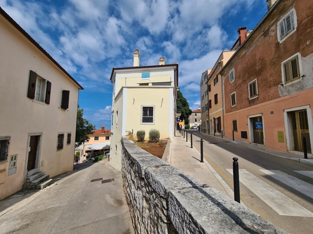 Historic street and stone walls in Vrsar old town, Croatia