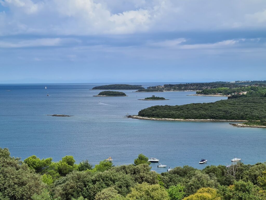 Adriatic islands and coastal landscape near Vrsar, Croatia