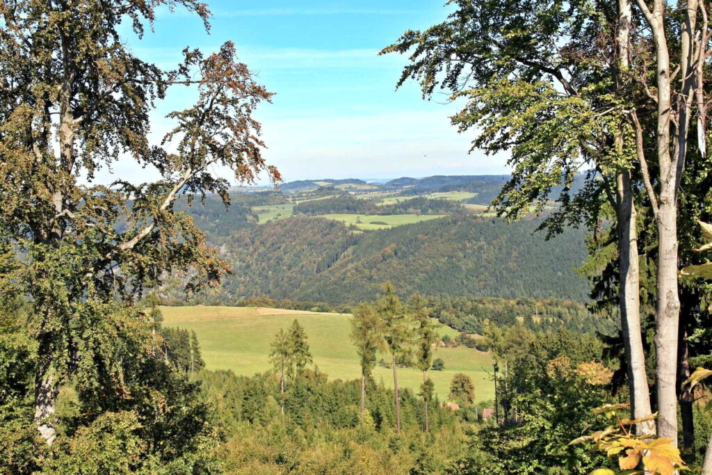 Forested hills and valleys near Zubštejn Castle in Czechia