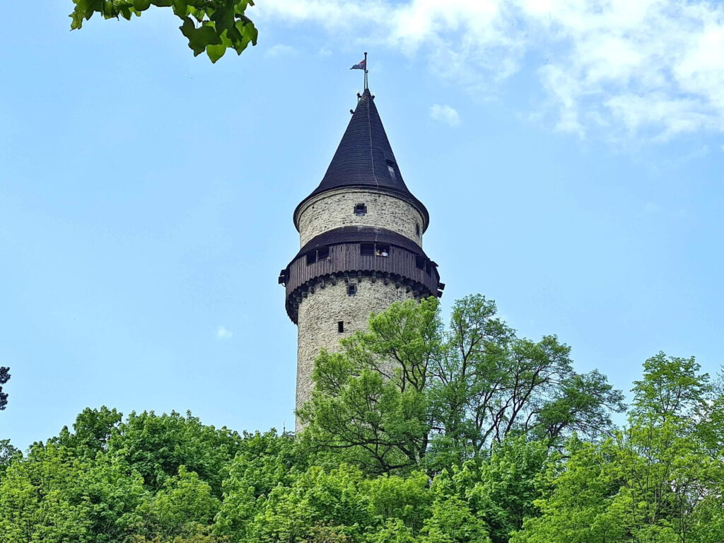 Close view of Trúba Tower in Štramberk, Czech Republic