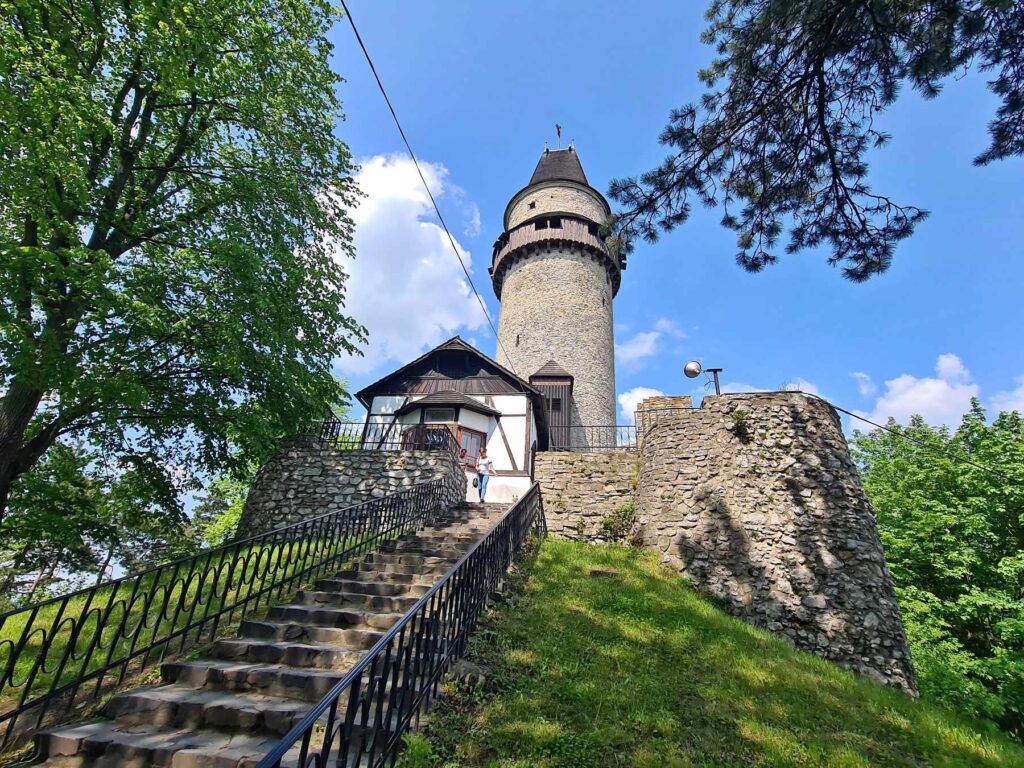 Stairway leading to Trúba Tower in Štramberk, Czech Republic