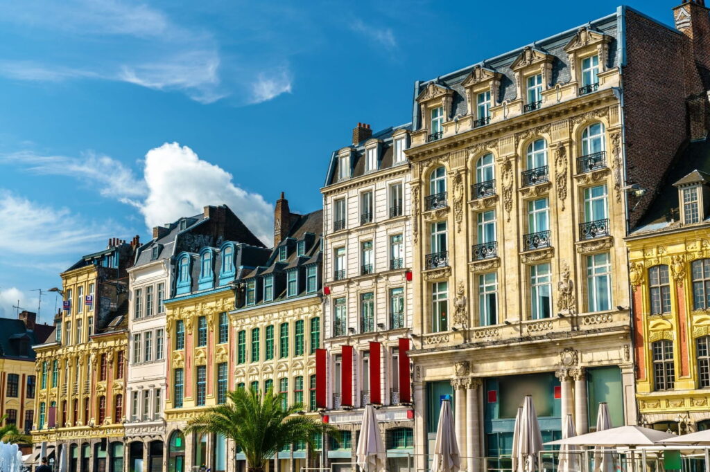 Historic Flemish buildings on Grand Place in Lille, France