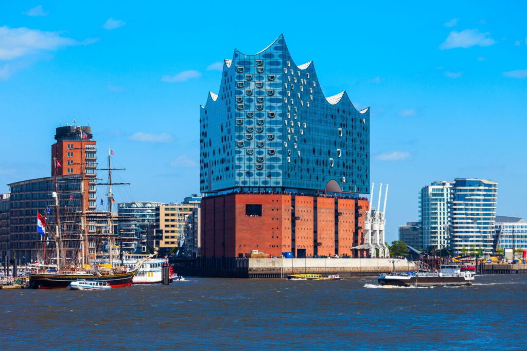 Elbphilharmonie concert hall on the Elbe River in Hamburg, Germany
