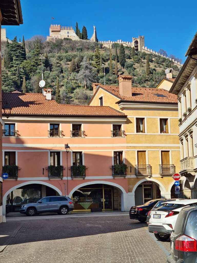 Upper Castle walls above Marostica old town, Italy