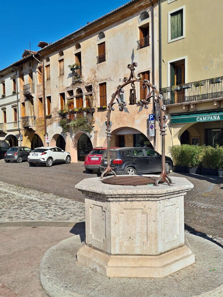 Historic well on Piazza degli Scacchi in Marostica, Italy