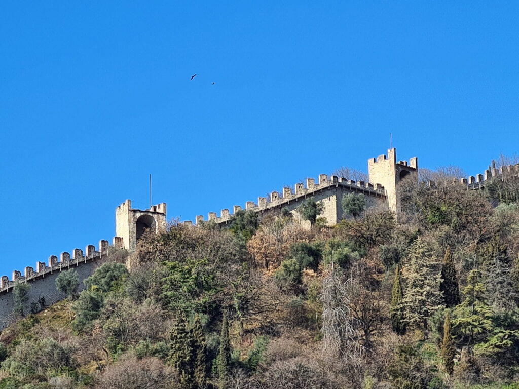 Medieval castle walls on the hill above Marostica, Veneto, Italy