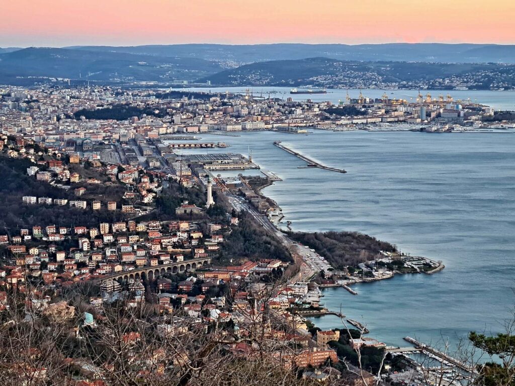anoramic coastal view of Trieste and the Adriatic Sea, Italy