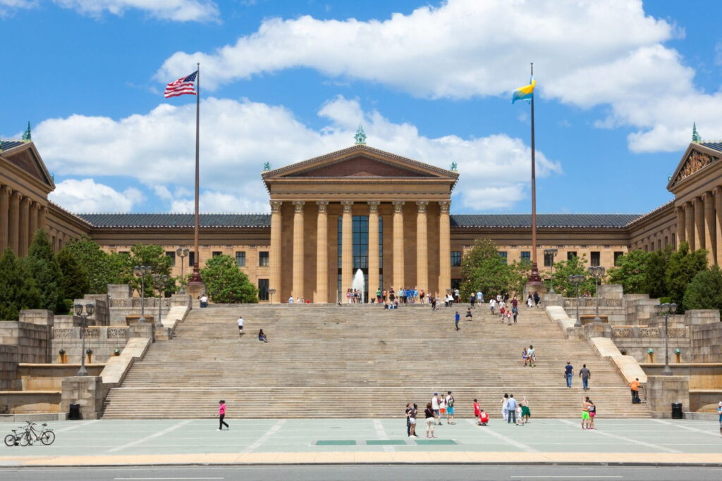 Philadelphia Museum of Art and famous Rocky Steps in Philadelphia, USA